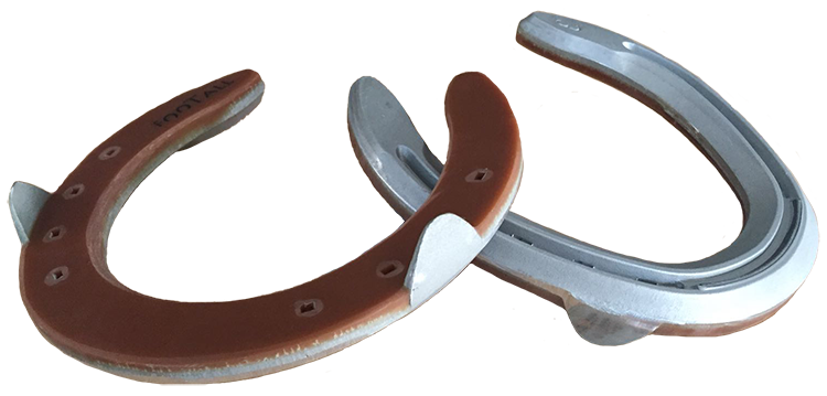 Aluminum shock absorbing horseshoes